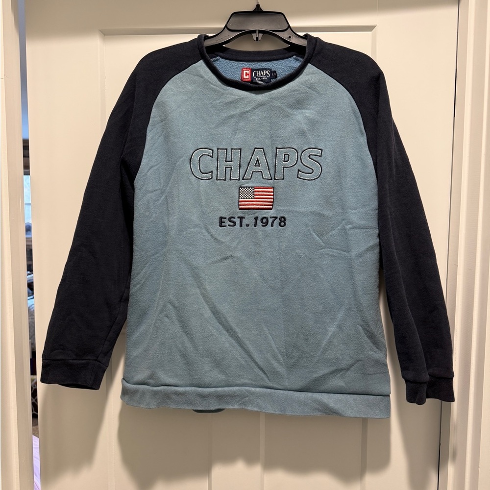 Chaps Women’s Light Blue and Black Sweatshirt